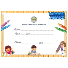 School Writing Award Certificate A4 Size | Use on Laser Printer